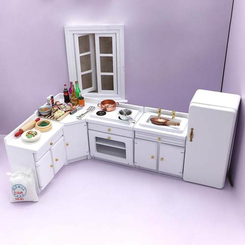 1：具12娃娃家厨房摆件灶箱台橱YCF柜冰微缩场景模型OB11仿真屋橱