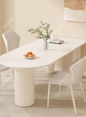户法式奶餐桌椅组合油餐桌ACW小型家岛用台一体现代简约宅寂风餐