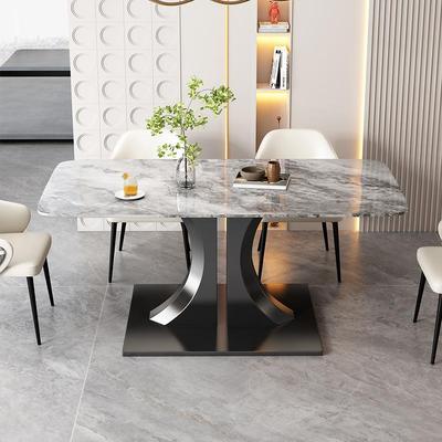 0J理微晶石餐晶桌玉晶彩石石大岩轻奢餐桌椅家用奢天无品牌/然超