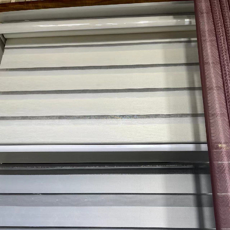 金丝熔点丝米黄密文防水遮阳手动双层错位调光柔纱帘 卫生间厨房