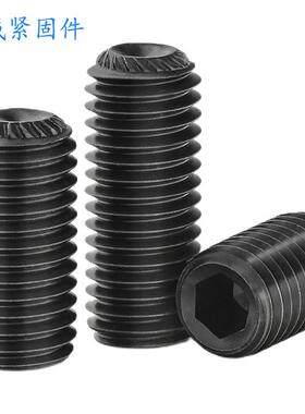 12.9级DIN916K无头455机凹米端滚花带齿内角六滚紧定螺丝花机米螺