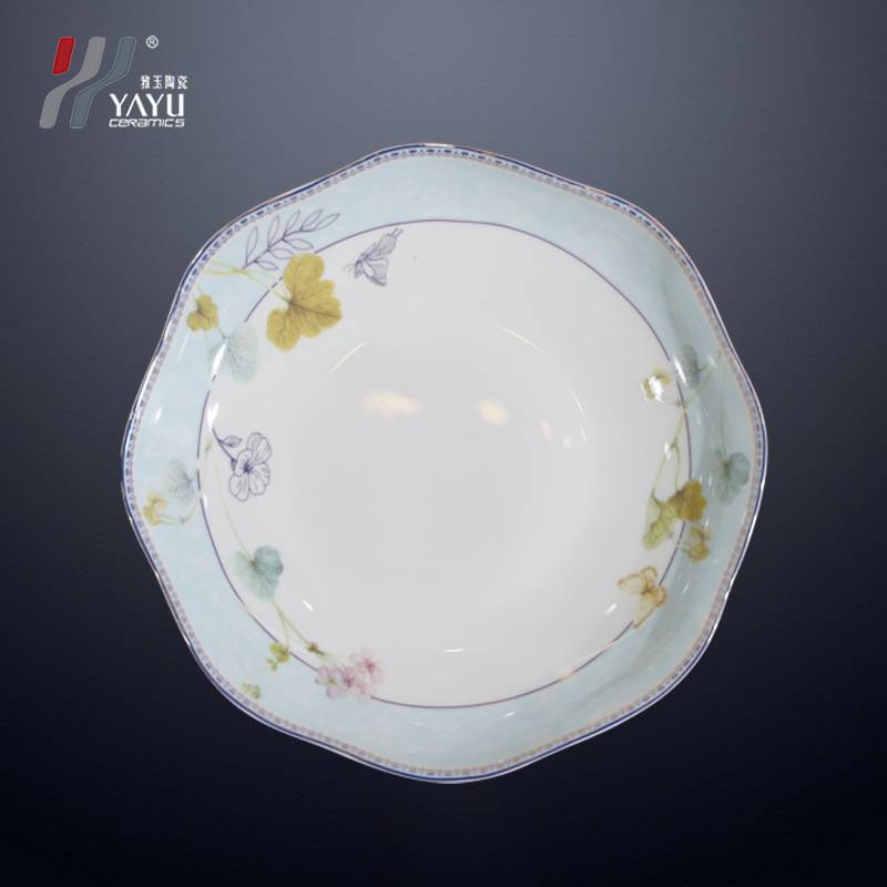 雅玉骨质瓷仲夏夜之梦陶瓷餐具套装中式商务酒店餐厅碗碟盘套装
