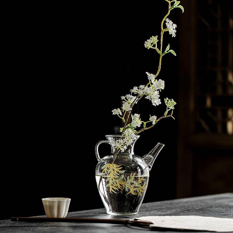 宜室茶话仿宋茶壶高硼硅耐热玻璃茶壶绿茶花茶壶执壶泡茶壶带滤网图片