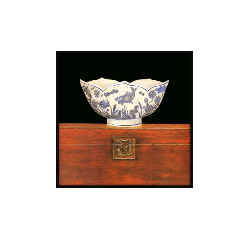新中式茶室装饰画青花瓷禅意挂画陶瓷画餐厅饭店包厢墙面小众艺术图片