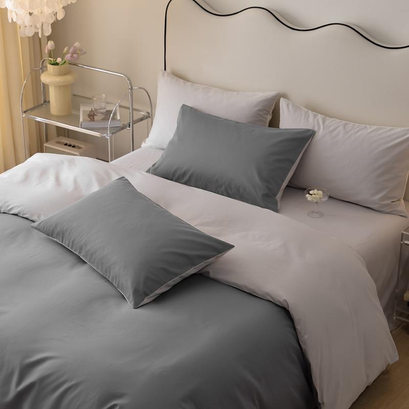 棉全100支绒长棉纯棉加毛厚陶瓷磨四件套床单被套床笠双拼三121-1