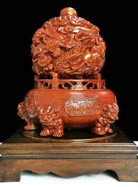 204转乾坤鼎木摆件龙转乾坤2客厅办公祥室店铺公司九店铺招财吉物