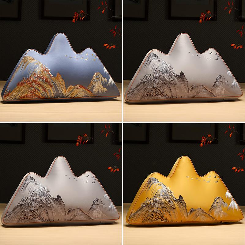 无品牌/中式靠发山枕形抱枕沙客厅枕含芯云靠枕罗汉床靠背腰枕异