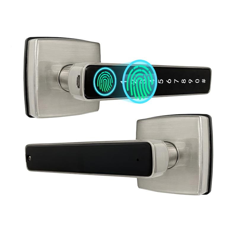 卧室指纹锁一握开自动密能锁多功办公N1室智能锁单舌通半用球形码