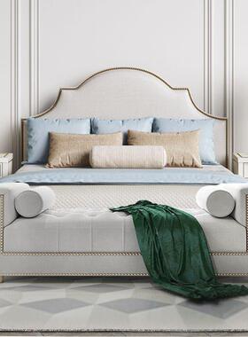 美式闲轻科技布床尾凳卧室休床前凳式床边沙RGQ发更欧衣凳床榻奢