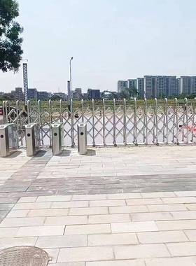 厂单位工业大门电区动伸缩门加厚LPX不锈钢智能动缩伸门电防盗平