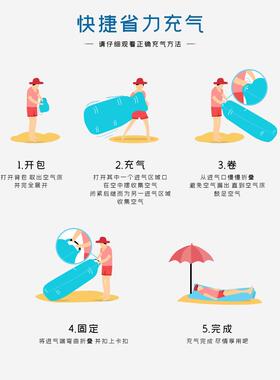 尤米户外红懒人气沙发空EHK气床充垫单人躺椅便携网式野营午沙休