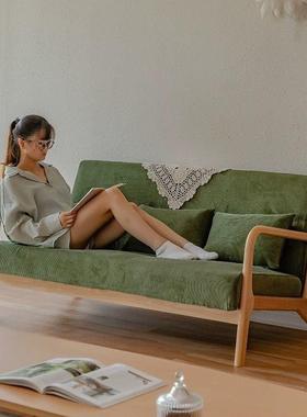 实木双12111三人小发户型出租屋公寓客厅室民沙宿布艺卧小沙发