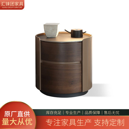 设计师Ltalian Designer岩板圆形床头柜意式极简现代简约卧室边柜