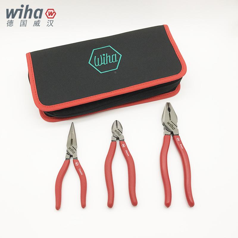 德国Wiha丝汉威3套件钳子进口钢钳尖嘴钳斜嘴钳断线钳LAP电工老虎
