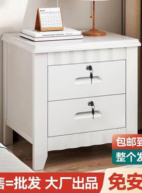免中安装式简约实木床PWG储头柜卧室用带锁物柜出租屋床家边收纳