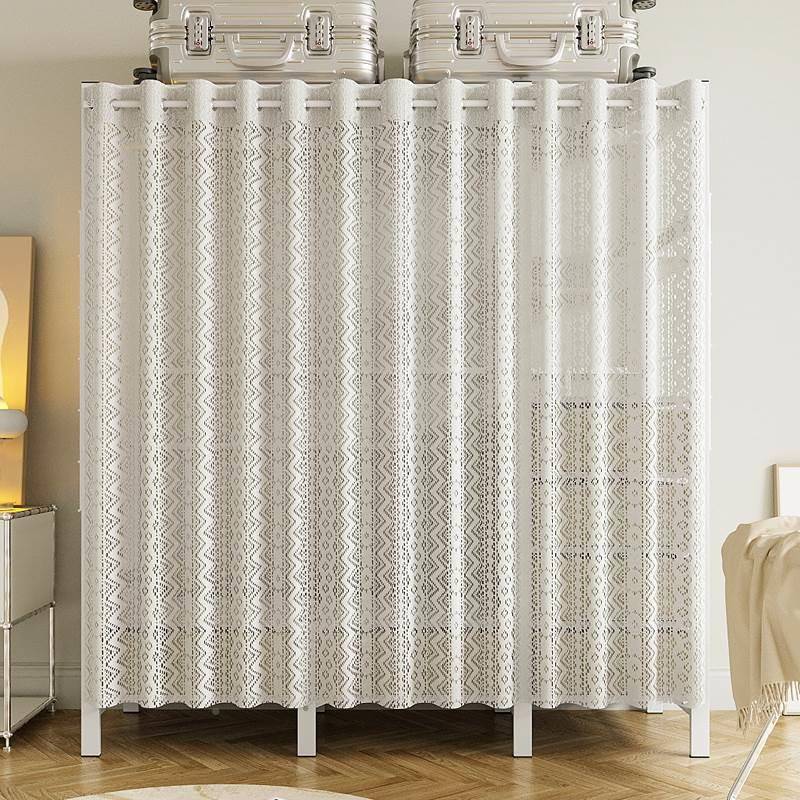 简易衣组装布衣柜家用卧室制出租房用衣架开放钢F77HM7MM式钢架收