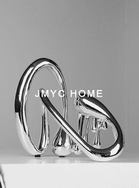 现代简抽象电镀音约房符饰品样板间玄关客厅书酒无装柜家居轻奢摆