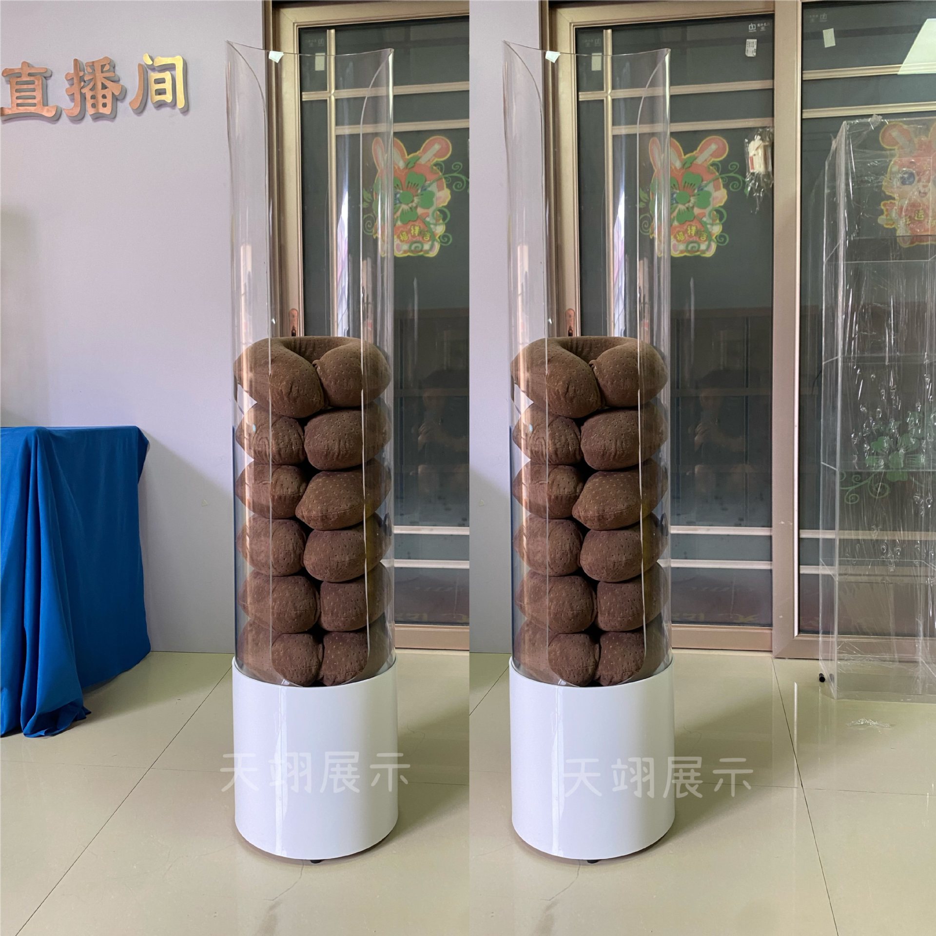枕头柜亚克力飞机颈枕展示柜U型枕货架玻璃头枕柜架