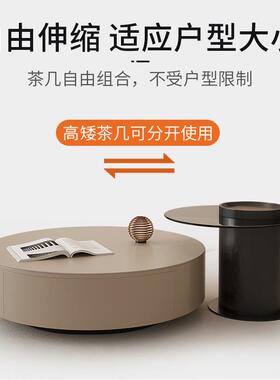 现代约其色大小圆28677简茶几电缩视柜组合钢化玻璃边卡几可伸茶