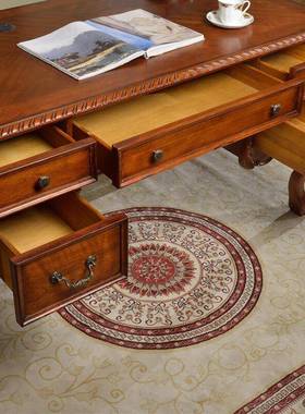 美式ZG-17736实木式花书桌欧书雕房办公家用写字台桌实木雕刻电脑