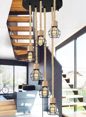 麻绳复古吊工MWQ风业铁吧艺餐厅酒服装烧烤店复古装饰店铺商灯用