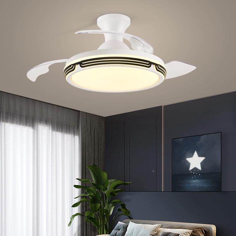 简约现代风扇扇灯客用风厅餐厅卧室创意吊灯家静音带电扇一体42-Y