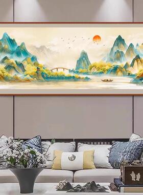 万刺里山新品十字绣225F98885SS年江新款客厅感风0景山水画手工绣