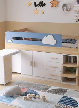 云朵孩床童半高床书35702桌衣柜一体床小户儿型男女孩中高床公主