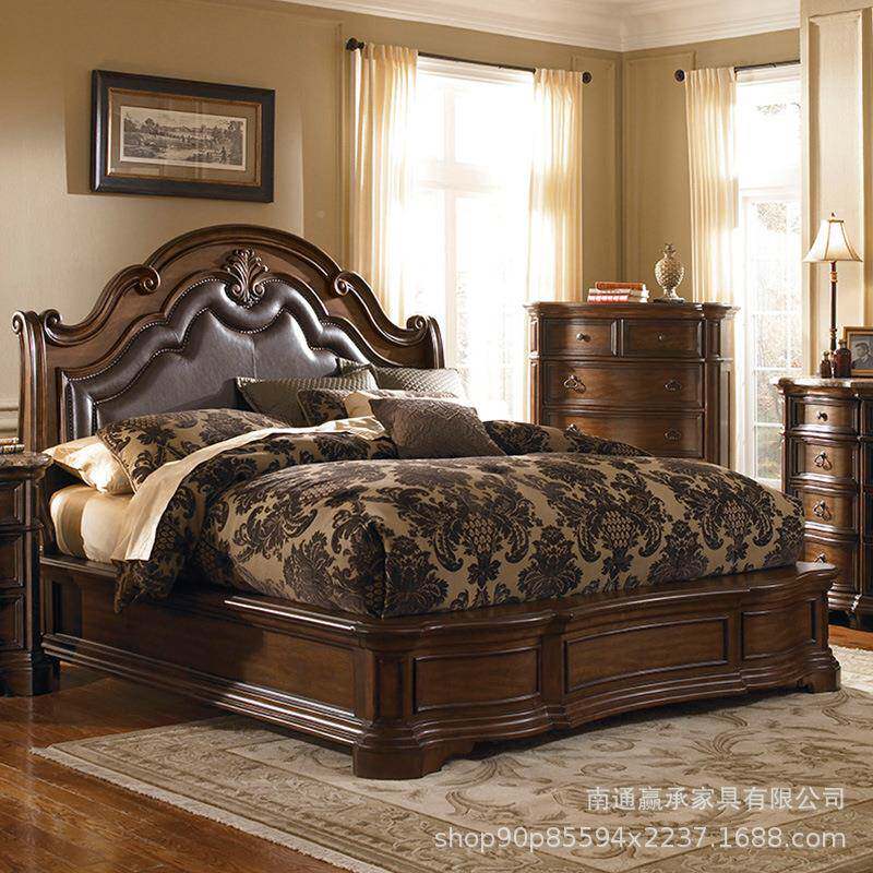 PDR美床轻奢实床木法式复古床乡村简约18米.皮艺双人床式主卧家具