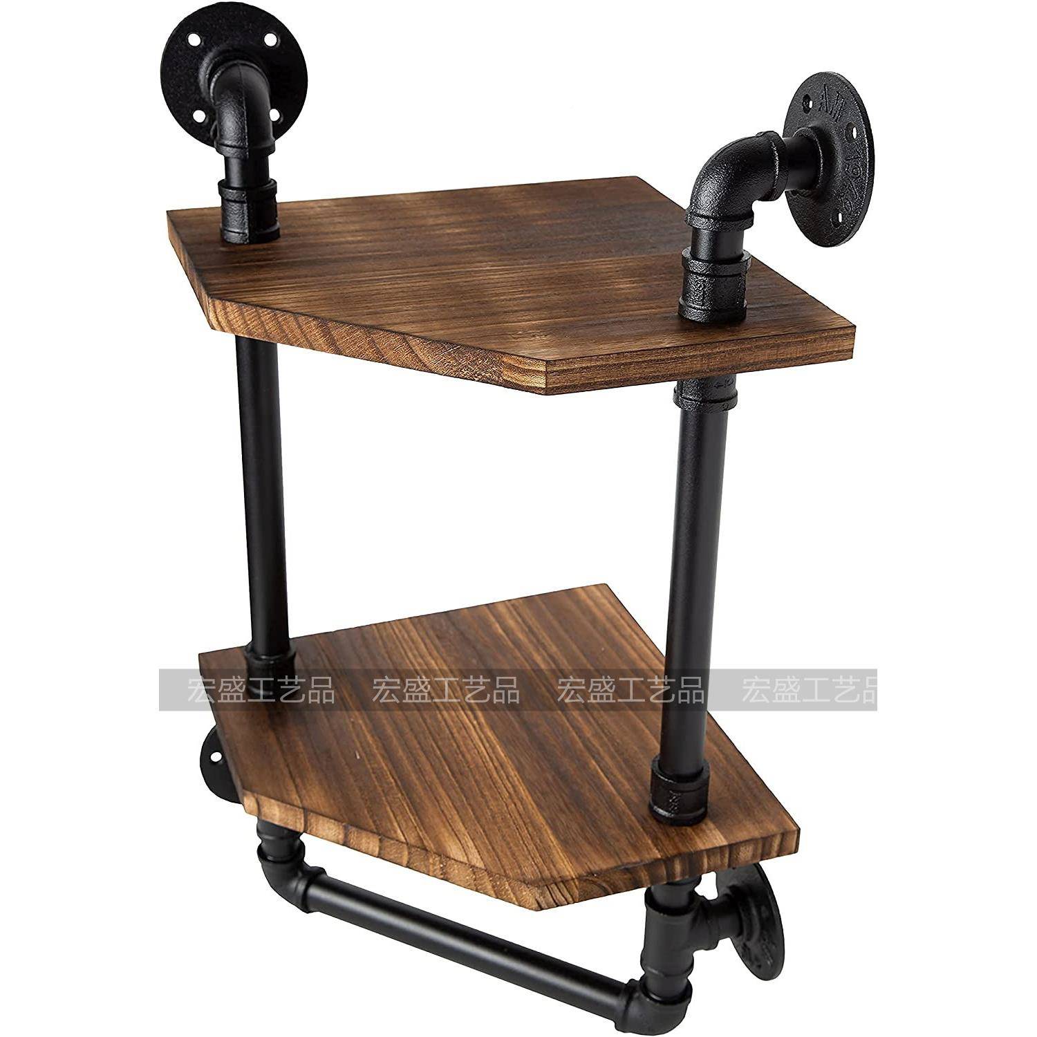 铁双艺水层板书架复古业梯形隔板层墙上置管物架墙壁梯形隔工板搁