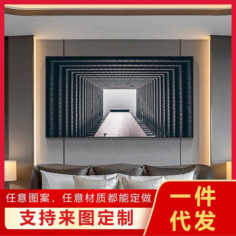 凝注视角现代简约建筑装饰画大幅工业风办公室挂画横幅别墅壁画图片