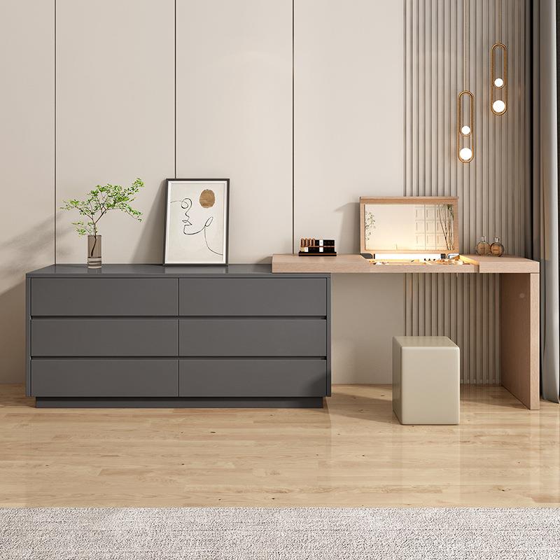 实木妆台卧室简约现代妆桌镜柜斗梳柜翻盖一体SQN化可桌伸缩转角