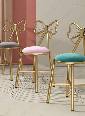 网红轻奢化妆女MRY椅蝴生靠背网蝶红椅子卧室梳妆台凳子美甲凳蝴