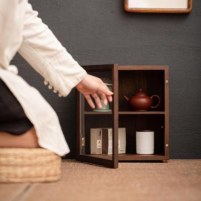 日式木实餐边柜桌面收纳柜柜橱柜碗胡桃餐木色桌收纳架台VNJ面置