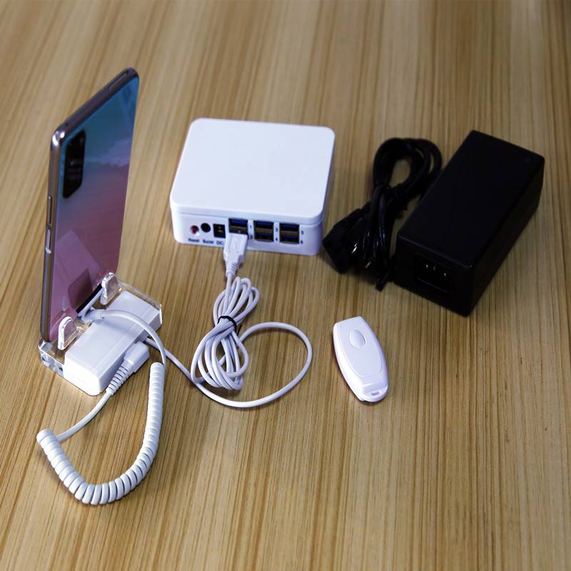 多路手机防盗报警器一拖四立式充电拔线防盗器店铺柜台体验展示架