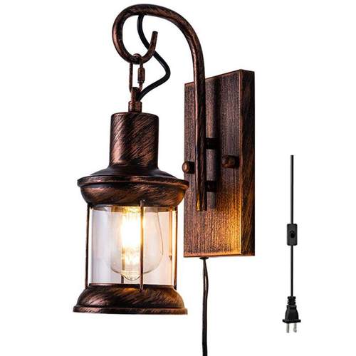 复工厅业壁灯古带线插璃头床头镜NZD前灯玻灯罩餐灯具