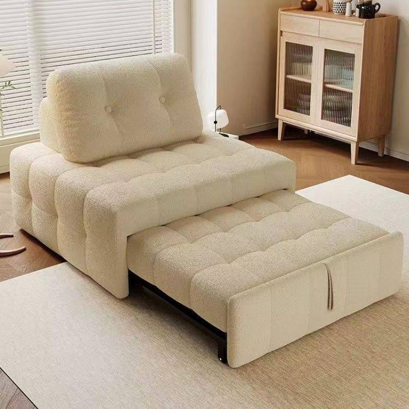 奶油泡芙发床坐卧两多功能风小户型OEX布艺客厅折叠伸沙缩单用人