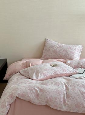 A类纯mengxian棉床上四件套罩100全棉复古花被套床品床提床笠款单