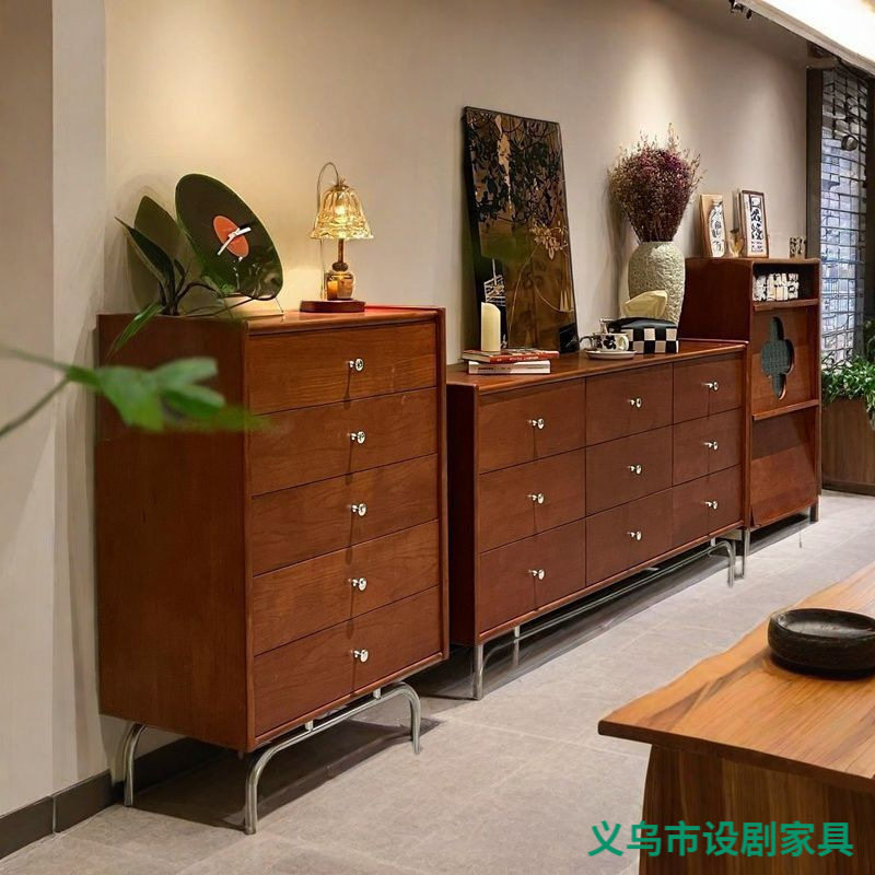 中古风斗柜实木五斗柜实木复古六斗柜客厅靠墙储物收纳柜九斗柜