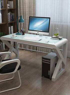 简约现代电脑桌QYY式桌家用书玻桌钢化璃办公台桌多功能写学字台