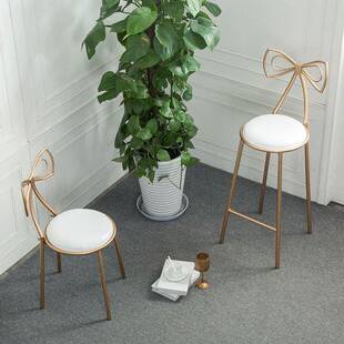 铁艺梳妆台凳子简约代美甲凳金属餐椅色闲66713吧台金现椅休子靠