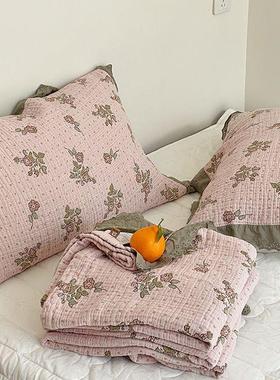 类韩版棉纱布毛巾被长棉绒棉床盖床单62022A夏季纯夏凉被花边棉全