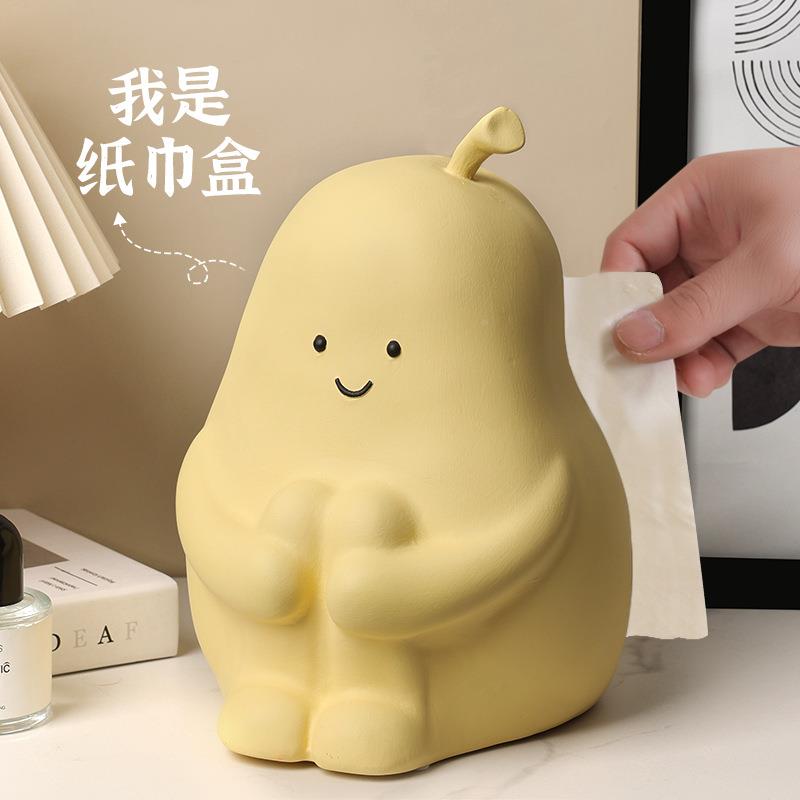 抱抱梨巾盒个可爱瓷客厅家TLD用茶几桌面摆件性纸设陶计感创意抽