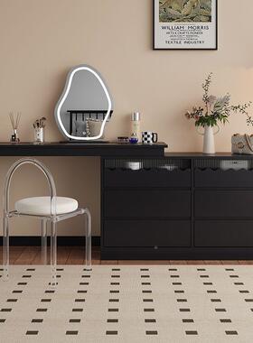 实木斗柜16466二合梳一妆台现代轻奢室可卧伸缩黑化妆桌转角色收