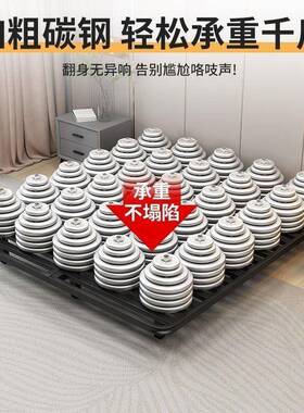 浮床现代TWF简约无悬床头日式极简静主音双人床全钢排骨架卧铁床