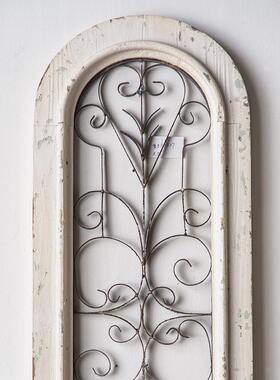 美式民宿壁餐墙挂实木复古做旧厅壁饰田园文艺PSF装饰面白色假门