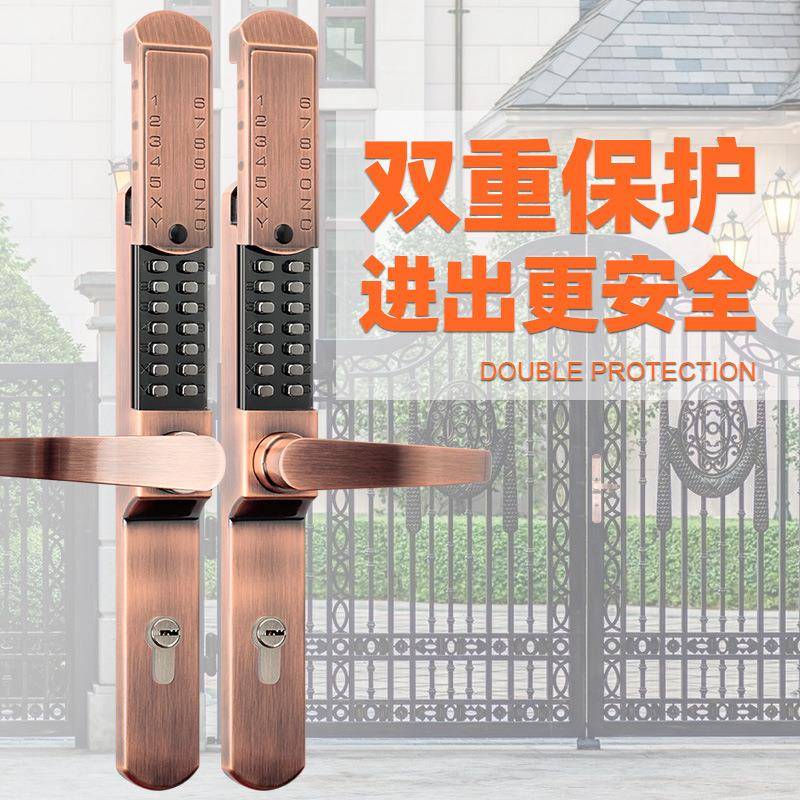 院款滑新盖码户TOG外双面机械密门锁防水铁艺门别墅庭花园栅栏木