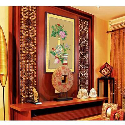 郎世字画装挂画宁平富0088贵图丝绸画古卷轴挂画安客厅玄关装饰画