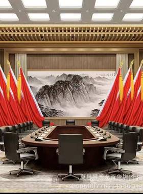 加大景会议室专落用礼红堂旗室内地不锈钢旗杆MXX立式旗背装饰