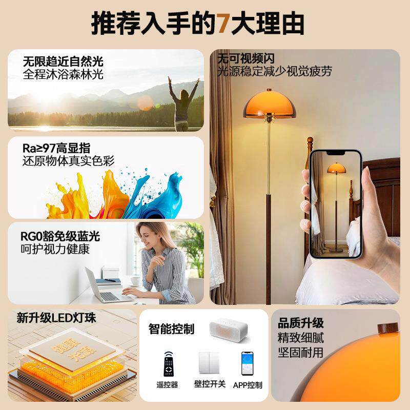 大观无品牌/园中古风落地具地灯复古式客厅沙发旁灯美卧室床头装